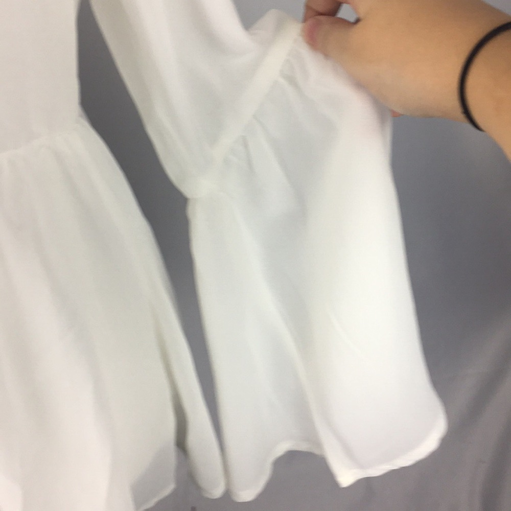 Sheer White Bellbottom Sleeves Top - Picture 3 of 5